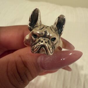 Silver Bulldog Dog Ring 925